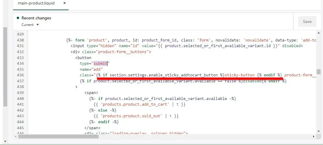 sticky add to cart code 