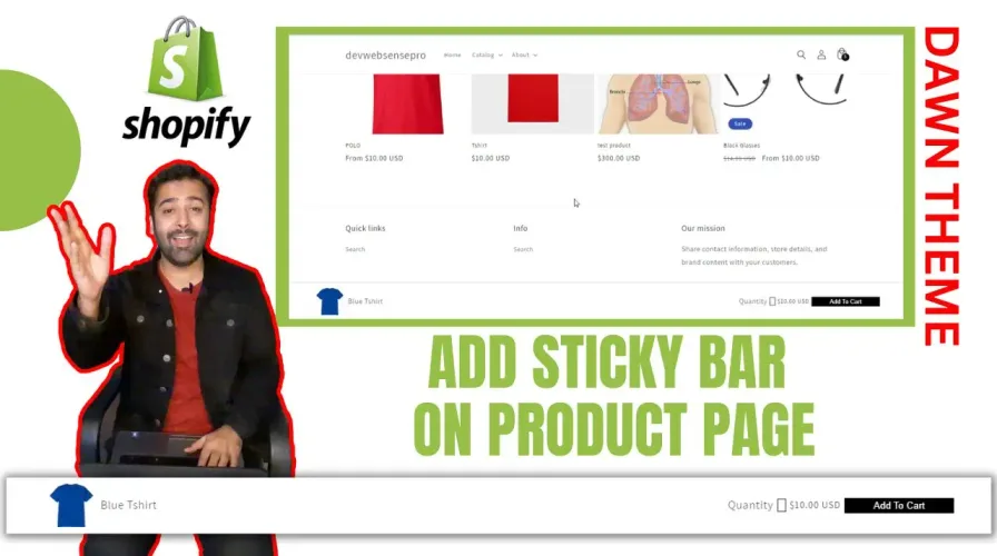 How To Add Sticky Bar on Product Page – Dawn Theme Shopify