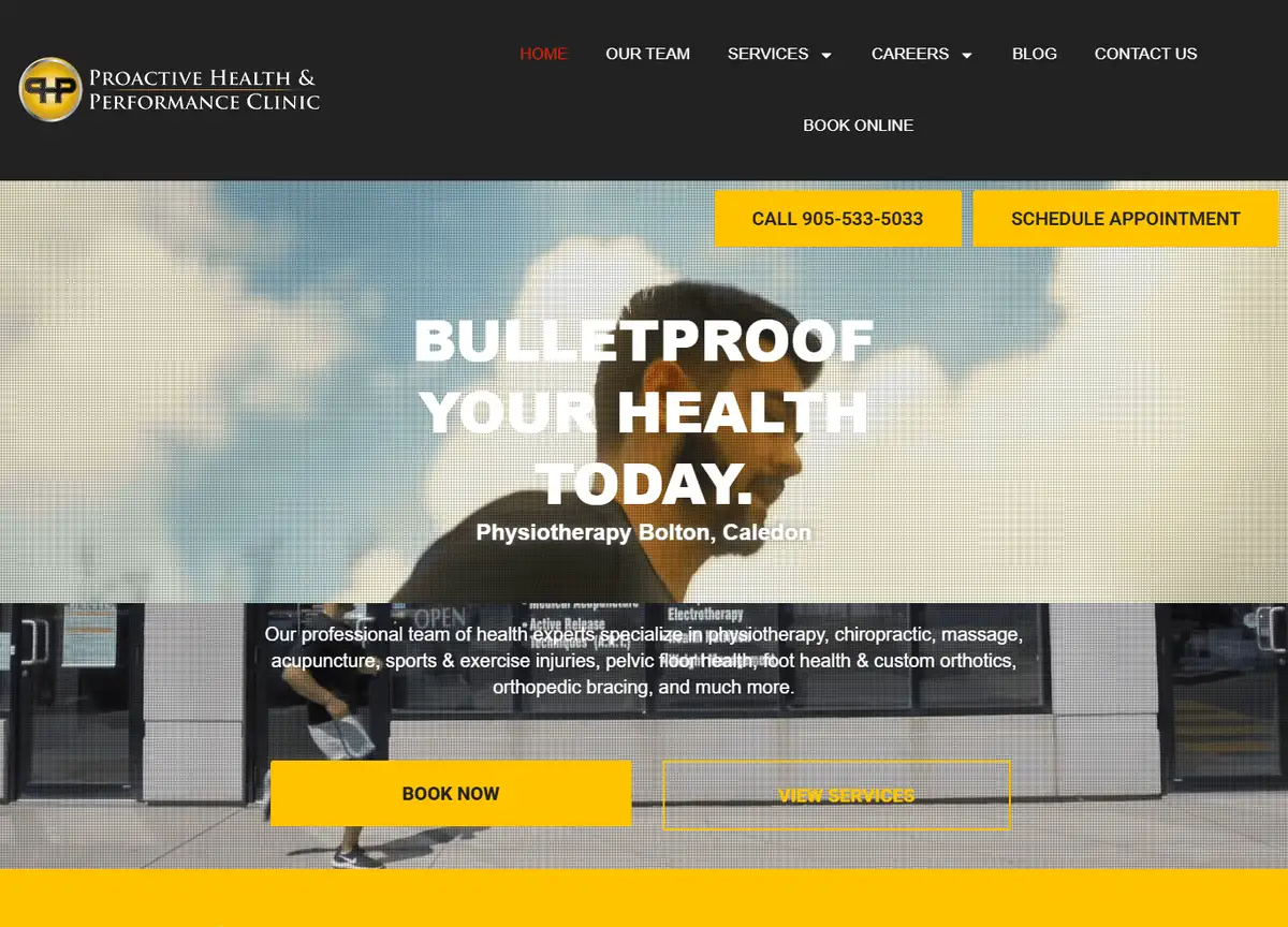 Proactive Health and Performance Clinic website